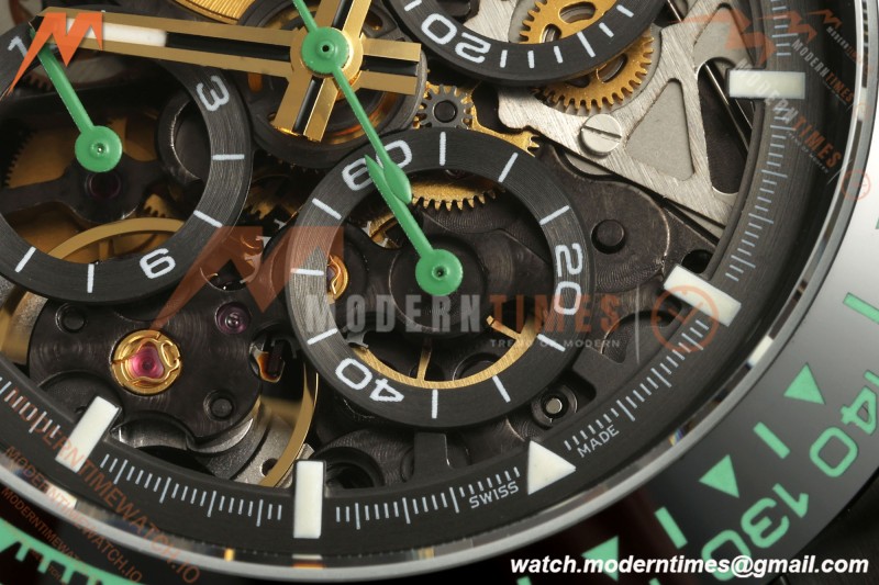 Rolex - Daytona Blaken 40mm Black PVD/RU Mint Green Skeleton Sonic DD4130