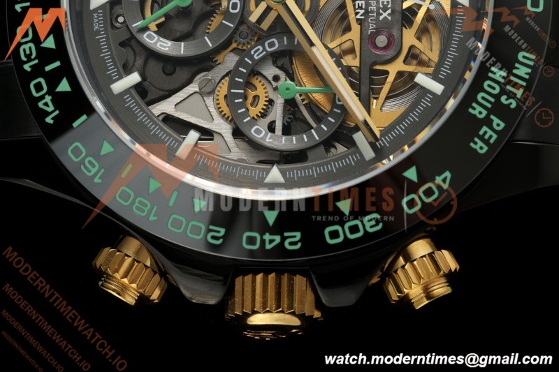 Rolex - Daytona Blaken 40mm Black PVD/RU Mint Green Skeleton Sonic DD4130