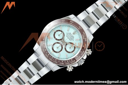 Rolex - Daytona 126506 40mm Gain Weight Brn CER/SS I-Blu/Dia UFO UF4131 Free Sprung | 롤렉스 데이토나 126506 40mm, 브라운 세라믹/스테인리스 스틸, 아이스 블루 다이얼/다이아몬드, UFO UF4131 무브먼트, 프리 스프링 밸런스 휠
