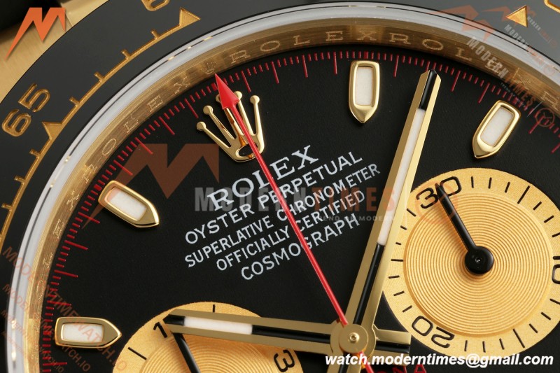 Rolex - Daytona 116518LN Paul Newman 40mm Gain Weight CER/YG/RU Black/Yellow Gold 3CF DD4130 Mod | 롤렉스 – 데이토나 116518LN 폴 뉴먼 40mm 중량 증가 세라믹 / 옐로우 골드 / 러버 블랙 / 옐로우 골드 3CF DD4130 개조