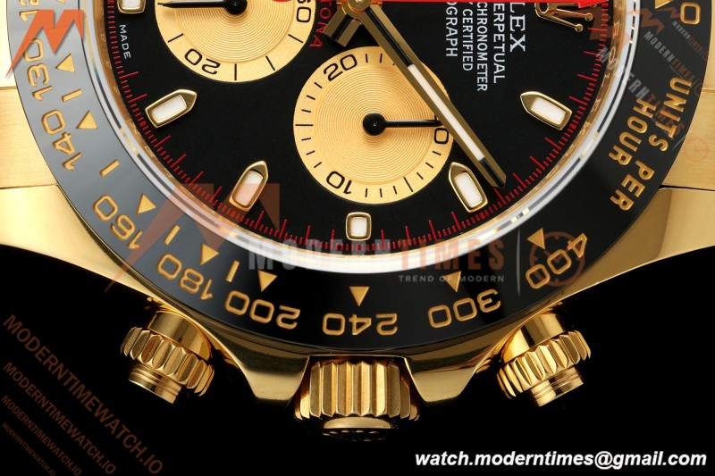 Rolex - Daytona 116518LN Paul Newman 40mm Gain Weight CER/YG/RU Black/Yellow Gold 3CF DD4130 Mod | 롤렉스 – 데이토나 116518LN 폴 뉴먼 40mm 중량 증가 세라믹 / 옐로우 골드 / 러버 블랙 / 옐로우 골드 3CF DD4130 개조