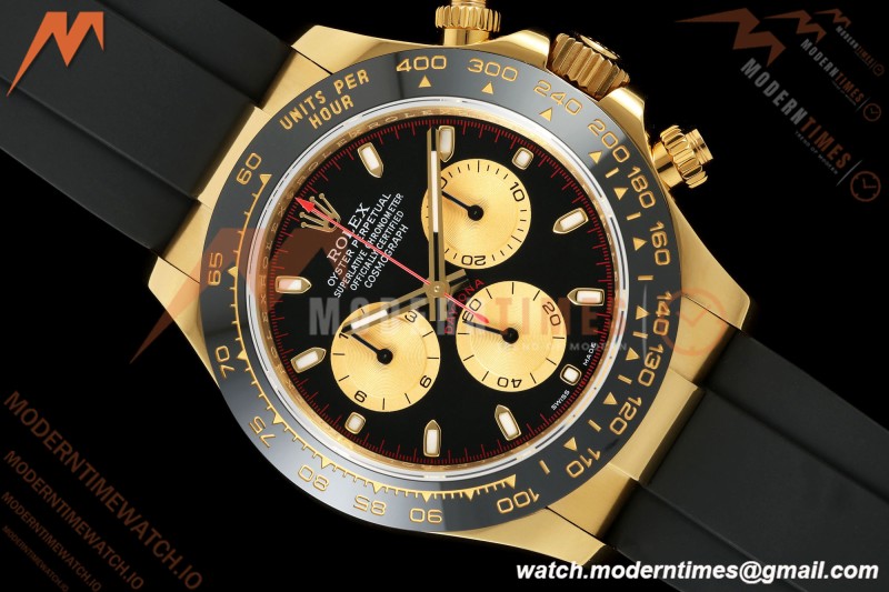 Rolex - Daytona 116518LN Paul Newman 40mm Gain Weight CER/YG/RU Black/Yellow Gold 3CF DD4130 Mod | 롤렉스 – 데이토나 116518LN 폴 뉴먼 40mm 중량 증가 세라믹 / 옐로우 골드 / 러버 블랙 / 옐로우 골드 3CF DD4130 개조