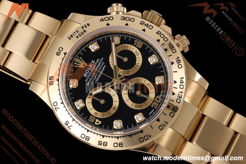 Rolex - Daytona 116508 40mm Gain Weight YG/YG Blk/Gold/Diam AVF DD4130 | 롤렉스 - 데이토나 116508 40mm 중량 증가 YG/YG 블랙/골드/다이아 AVF DD4130