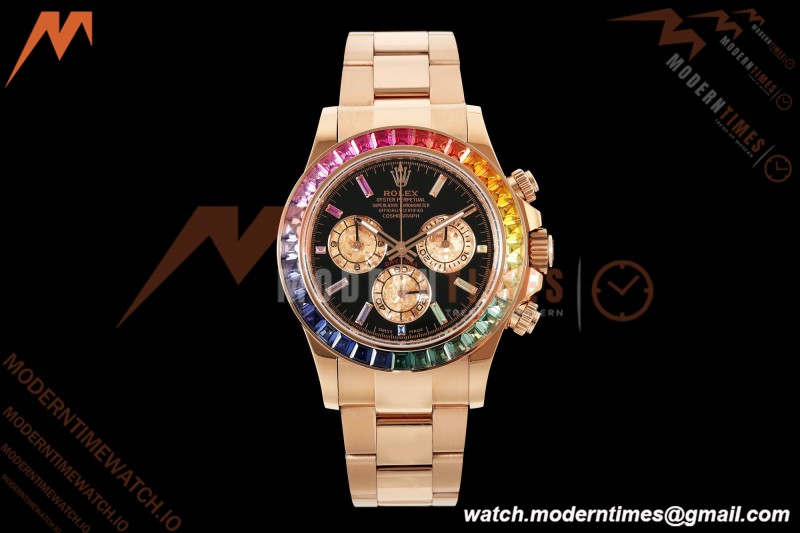 Rolex - Daytona Rainbow 116595 RBOW 40mm Gain Weight RG/RG Black/Dia AVF DD4130