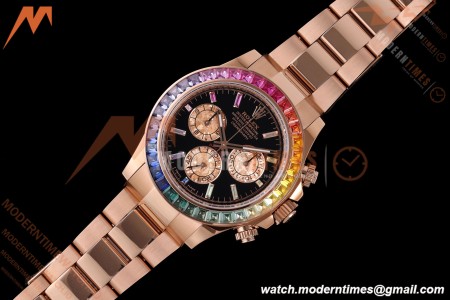 Rolex - Daytona Rainbow 116595 RBOW 40mm Gain Weight RG/RG Black/Dia AVF DD4130