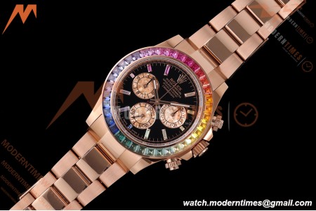 Rolex - Daytona Rainbow 116595 RBOW 40mm Gain Weight RG/RG Black/Dia AVF DD4130