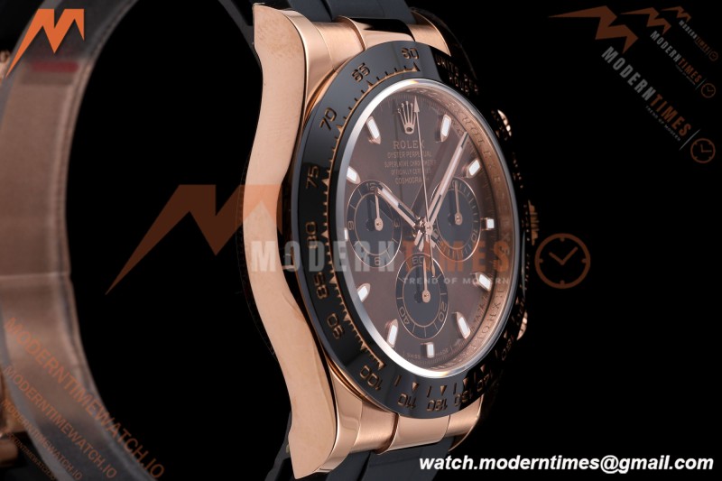 Rolex - Daytona 116515LN 40mm Gain Weight RG/RU Brn/Blk/Stk AVF DD4130 | 롤렉스 - 데이토나 116515LN 40mm 무게 증량 버전 로즈골드/러버 브라운/블랙/바 인덱스 AVF DD4130