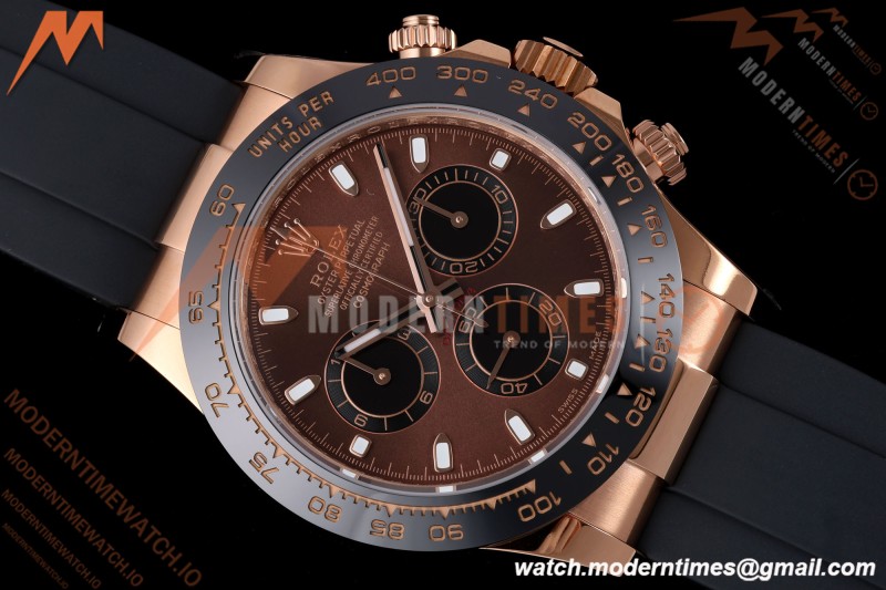 Rolex - Daytona 116515LN 40mm Gain Weight RG/RU Brn/Blk/Stk AVF DD4130 | 롤렉스 - 데이토나 116515LN 40mm 무게 증량 버전 로즈골드/러버 브라운/블랙/바 인덱스 AVF DD4130