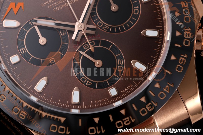 Rolex - Daytona 116515LN 40mm Gain Weight RG/RU Brn/Blk/Stk AVF DD4130 | 롤렉스 - 데이토나 116515LN 40mm 무게 증량 버전 로즈골드/러버 브라운/블랙/바 인덱스 AVF DD4130