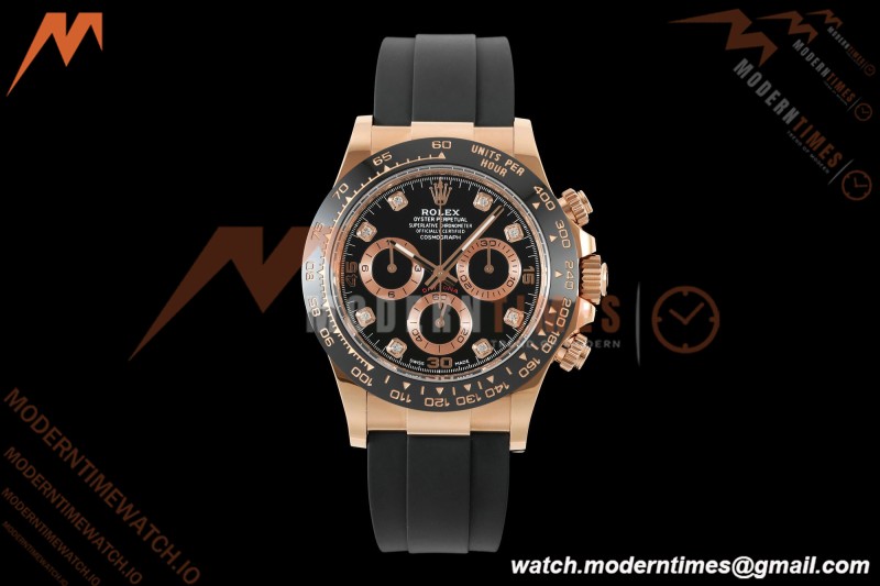 Rolex - Daytona 116515LN 40mm Gain Weight RG/RU Blk/Dia AVF DD4130 | 롤렉스 - 데이토나 116515LN 40mm 무게 증량 버전 로즈골드/러버 블랙/다이아 AVF DD4130