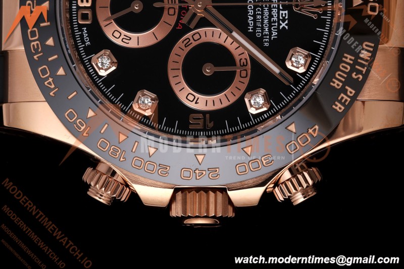 Rolex - Daytona 116515LN 40mm Gain Weight RG/RU Blk/Dia AVF DD4130 | 롤렉스 - 데이토나 116515LN 40mm 무게 증량 버전 로즈골드/러버 블랙/다이아 AVF DD4130