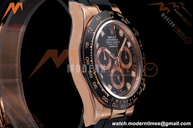 Rolex - Daytona 116515LN 40mm Gain Weight RG/RU Blk/Dia AVF DD4130 | 롤렉스 - 데이토나 116515LN 40mm 무게 증량 버전 로즈골드/러버 블랙/다이아 AVF DD4130