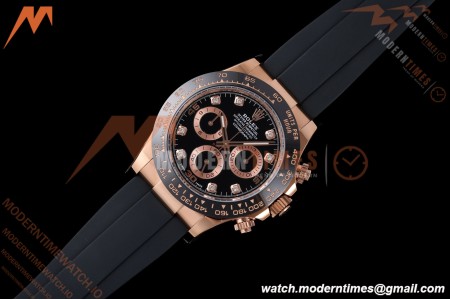 Rolex - Daytona 116515LN 40mm Gain Weight RG/RU Blk/Dia AVF DD4130 | 롤렉스 - 데이토나 116515LN 40mm 무게 증량 버전 로즈골드/러버 블랙/다이아 AVF DD4130