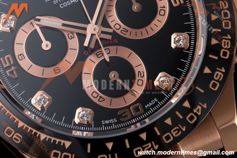 Rolex - Daytona 116515LN 40mm Gain Weight RG/RU Blk/Dia AVF DD4130 | 롤렉스 - 데이토나 116515LN 40mm 무게 증량 버전 로즈골드/러버 블랙/다이아 AVF DD4130