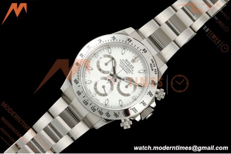 Rolex - Daytona 116520 40mm 904L SS/SS Wht/Stk UFO SH-TW4130 Free Sprung