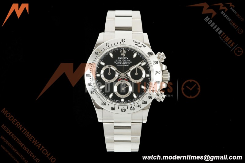 Rolex - Daytona 116520 40mm 904L SS/SS Blk/Stk UFO SH-TW4130 Free Sprung