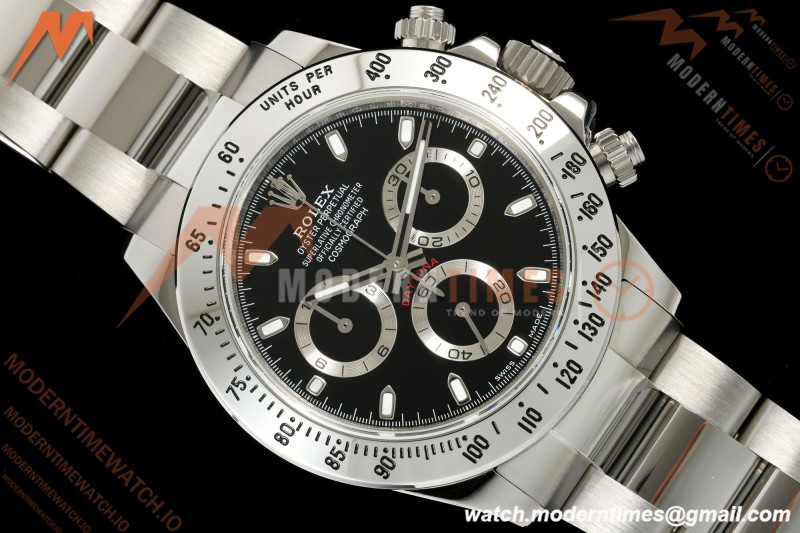 Rolex - Daytona 116520 40mm 904L SS/SS Blk/Stk UFO SH-TW4130 Free Sprung