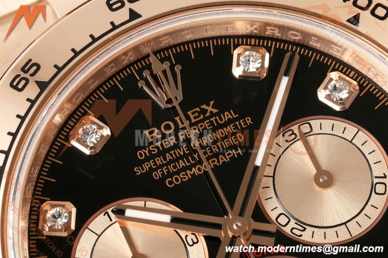 Rolex - Daytona 126505 40mm RG/RG Blk/RG Diamonds Dial UFO UF4131 Free Sprung 