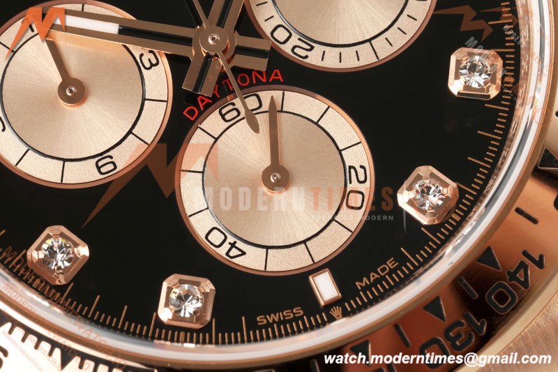 Rolex - Daytona 126505 40mm RG/RG Blk/RG Diamonds Dial UFO UF4131 Free Sprung 