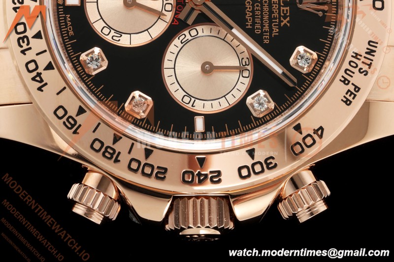 Rolex - Daytona 126505 40mm RG/RG Blk/RG Diamonds Dial UFO UF4131 Free Sprung 