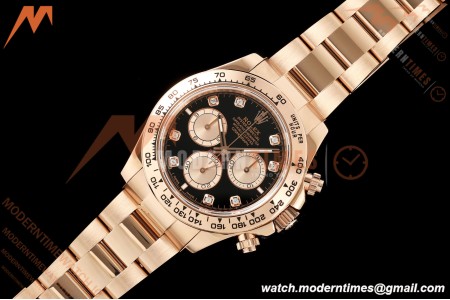Rolex - Daytona 126505 40mm RG/RG Blk/RG Diamonds Dial UFO UF4131 Free Sprung 