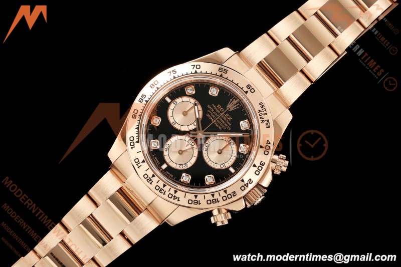 Rolex - Daytona 126505 40mm RG/RG Blk/RG Diamonds Dial UFO UF4131 Free Sprung 