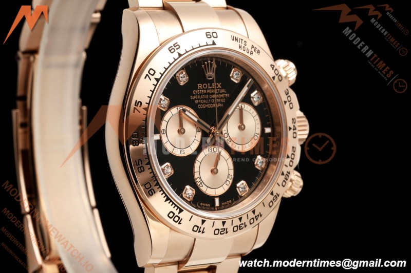 Rolex - Daytona 126505 40mm RG/RG Blk/RG Diamonds Dial UFO UF4131 Free Sprung 