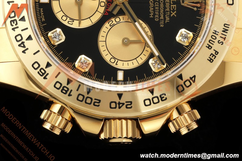 Rolex - Daytona 126508 40mm 904L YG/YG Blk/Gold Diamond Dial UFO UF4131 Free Sprung 
