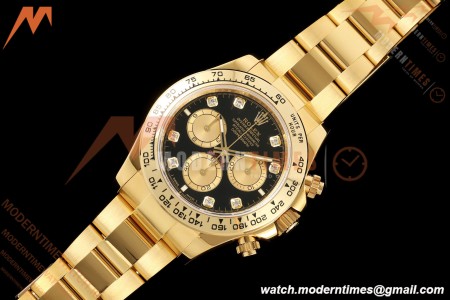 Rolex - Daytona 126508 40mm 904L YG/YG Blk/Gold Diamond Dial UFO UF4131 Free Sprung 
