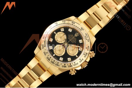 Rolex - Daytona 126508 40mm 904L YG/YG Blk/Gold Diamond Dial UFO UF4131 Free Sprung 
