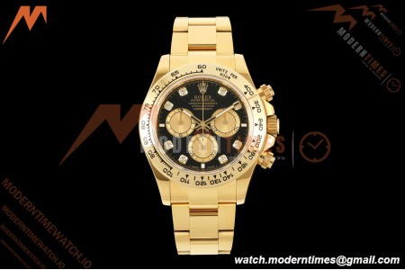 Rolex - Daytona 126508 40mm 904L YG/YG Blk/Gold Diamond Dial UFO UF4131 Free Sprung 