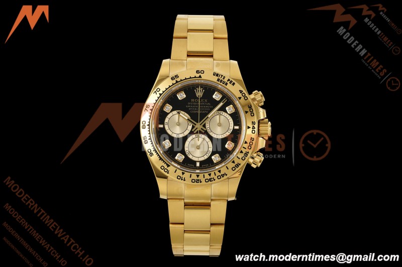 Rolex - Daytona 126508 40mm 904L YG/YG Blk/Gold Diamond Dial RWF JH4131 Weighted Free Sprung 