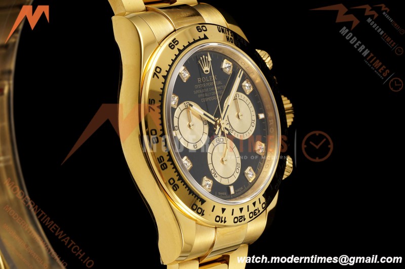 Rolex - Daytona 126508 40mm 904L YG/YG Blk/Gold Diamond Dial RWF JH4131 Weighted Free Sprung 