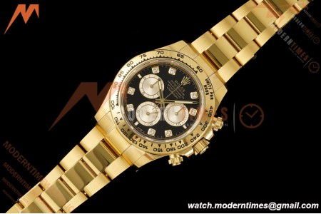 Rolex - Daytona 126508 40mm 904L YG/YG Blk/Gold Diamond Dial RWF JH4131 Weighted Free Sprung 