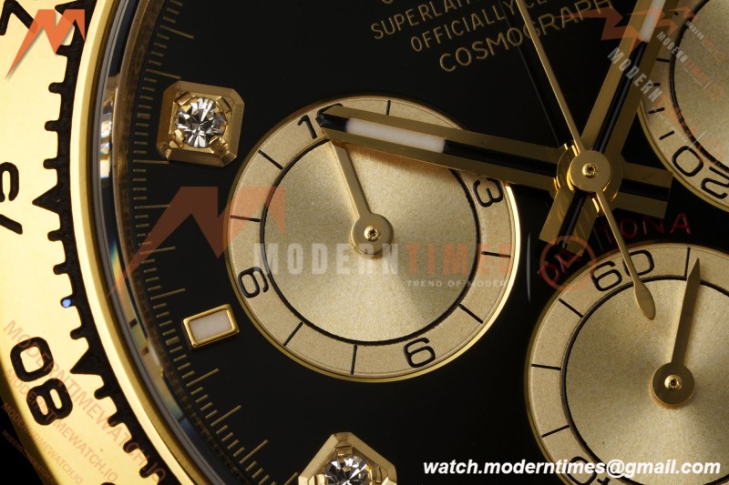 Rolex - Daytona 126508 40mm 904L YG/YG Blk/Gold Diamond Dial RWF JH4131 Weighted Free Sprung 