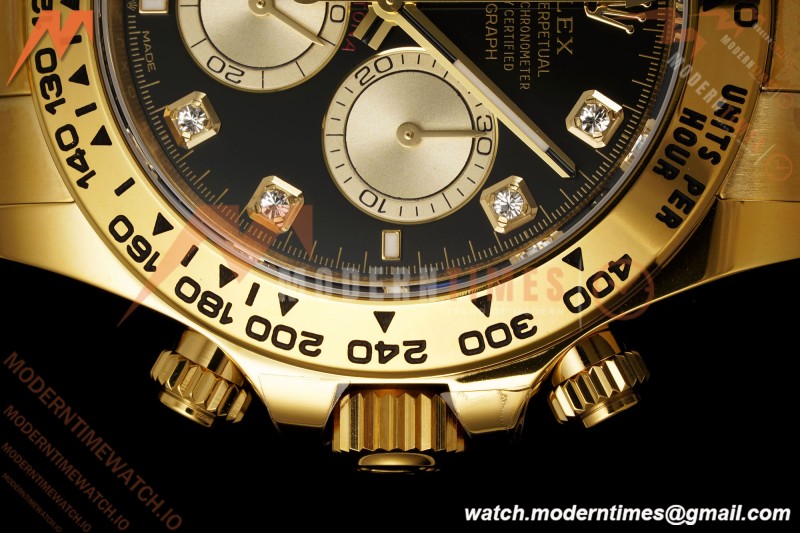 Rolex - Daytona 126508 40mm 904L YG/YG Blk/Gold Diamond Dial RWF JH4131 Weighted Free Sprung 