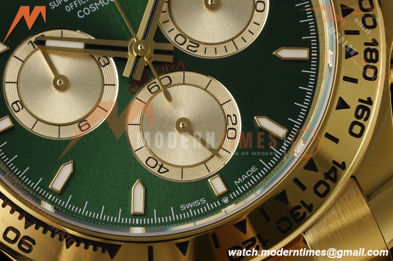 Rolex - Daytona 126508 40mm 904L YG/YG Grn/Stk Dial RWF JH4131 Weighted Free Sprung 