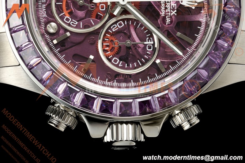 Rolex - Daytona 40mm Artisans De Genève Purple Seal SS/SS Purple Crystal Skeleton Dial Sonic SA4130