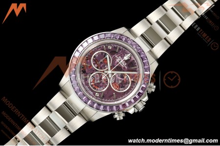 Rolex - Daytona 40mm Artisans De Genève Purple Seal SS/SS Purple Crystal Skeleton Dial Sonic SA4130
