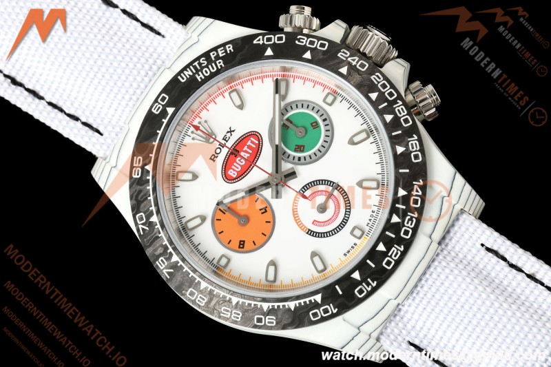 Rolex - Daytona DIW "Bugatti" 40mm White Carbon Fiber/NY Wht/Stk Dial ANTF SH4130