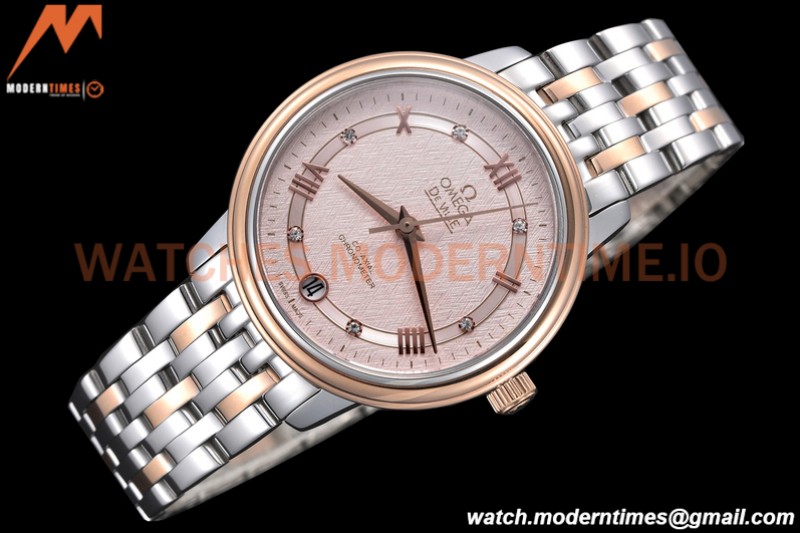 Omega - De Ville Prestige Ladies 32.7mm SS/RG Pink Textured GDF MY8215