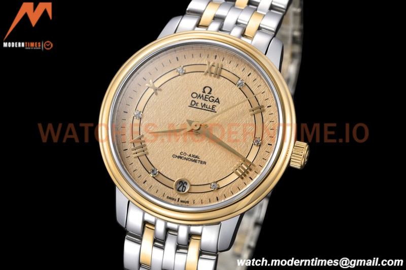 Omega - De Ville Prestige Ladies 32.7mm SS/YG Gold Textured GDF MY8215
