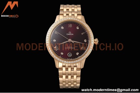 Omega - De Ville Prestige Ladies 34mm RG/RG Dia/Rmn Brown VSF A8800