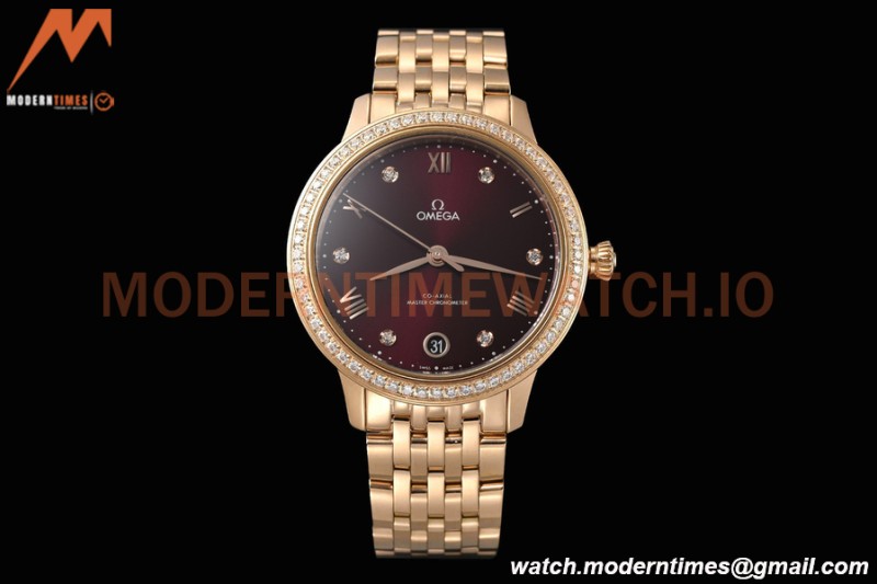 Omega - De Ville Prestige Ladies 34mm RG/RG Dia/Rmn Brown VSF A8800