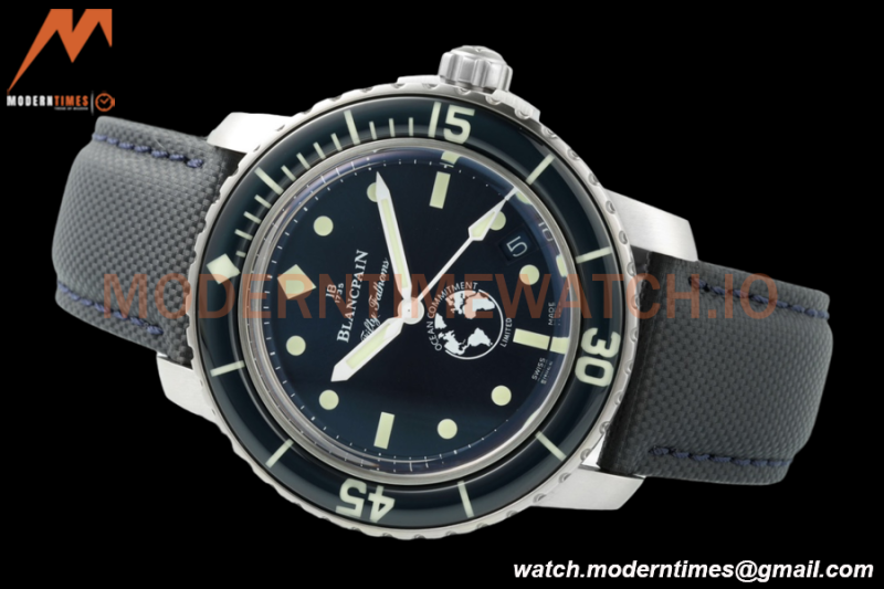 Blancpain - Fifty Fathoms 5008 Ocean Commitment III 40mm SS/NY Blue ZF A1151