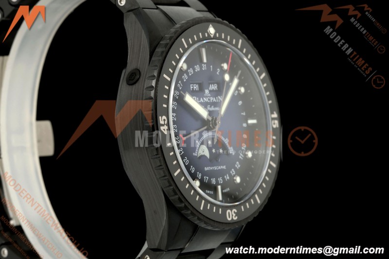 Blancpain - Fifty Fathoms 5054 Bathyscaphe Complete Calendar Moon Phases Black Ceramic Sunburst Blue DDDF A6654