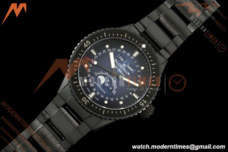 Blancpain - Fifty Fathoms 5054 Bathyscaphe Complete Calendar Moon Phases Black Ceramic Sunburst Blue DDDF A6654