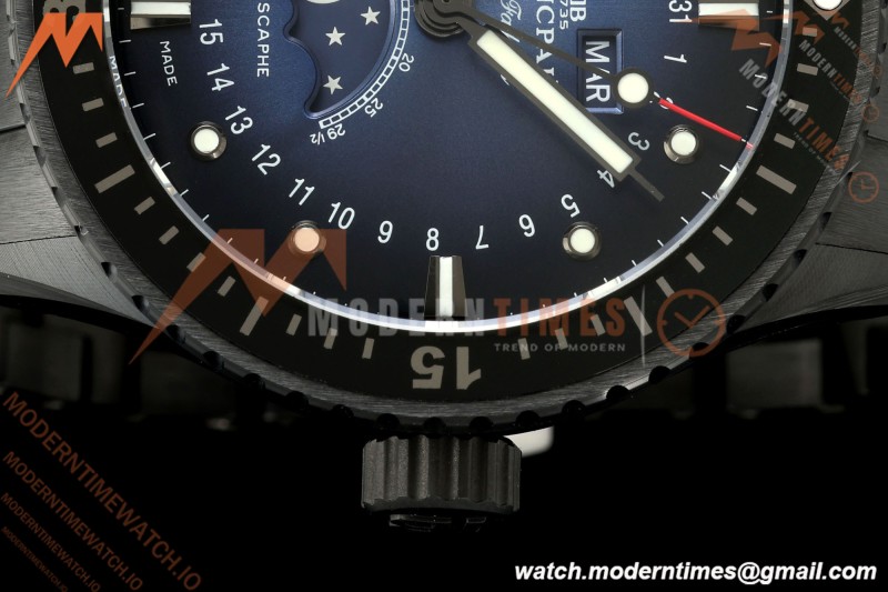 Blancpain - Fifty Fathoms 5054 Bathyscaphe Complete Calendar Moon Phases Black Ceramic Sunburst Blue DDDF A6654
