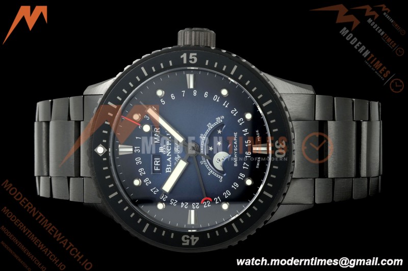 Blancpain - Fifty Fathoms 5054 Bathyscaphe Complete Calendar Moon Phases Black Ceramic Sunburst Blue DDDF A6654