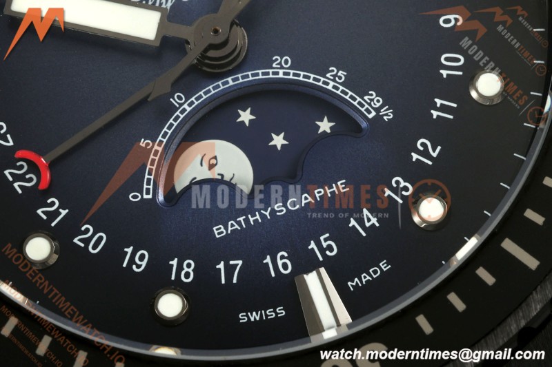 Blancpain - Fifty Fathoms 5054 Bathyscaphe Complete Calendar Moon Phases Black Ceramic Sunburst Blue DDDF A6654